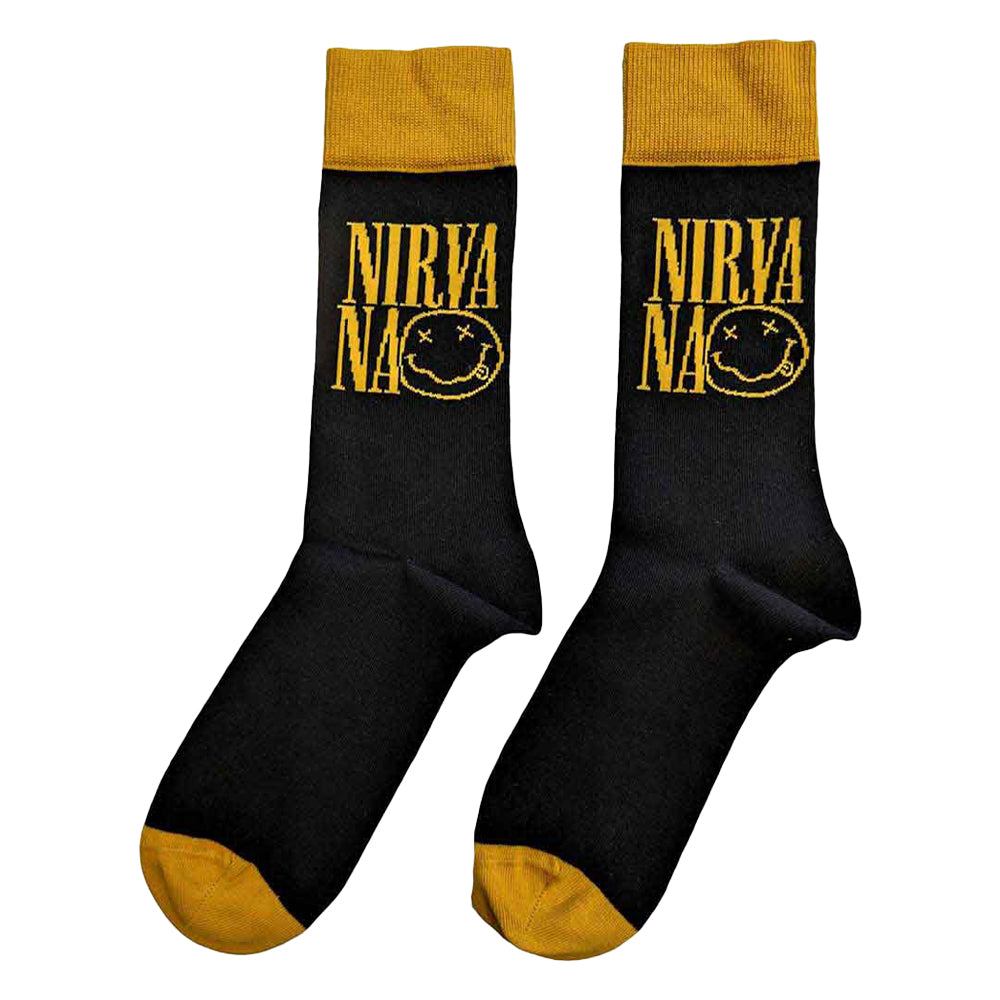 Black - Back - Nirvana Unisex Adult Stacked Logo Ankle Socks