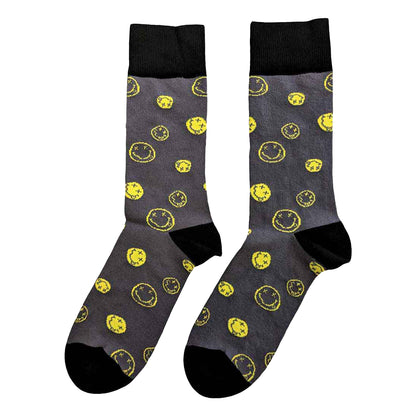 Charcoal Grey - Back - Nirvana Unisex Adult Mixed Happy Face Ankle Socks