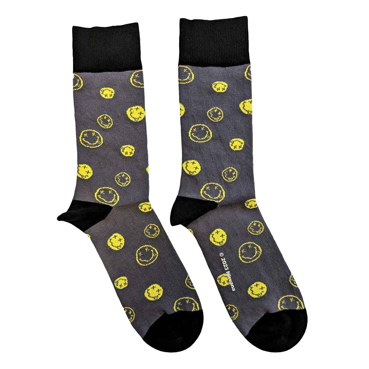 Charcoal Grey - Front - Nirvana Unisex Adult Mixed Happy Face Ankle Socks