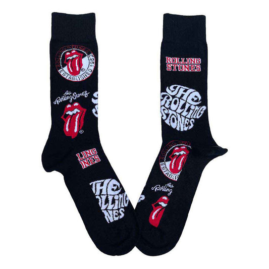 Black - Front - The Rolling Stones Unisex Adult Logos Ankle Socks