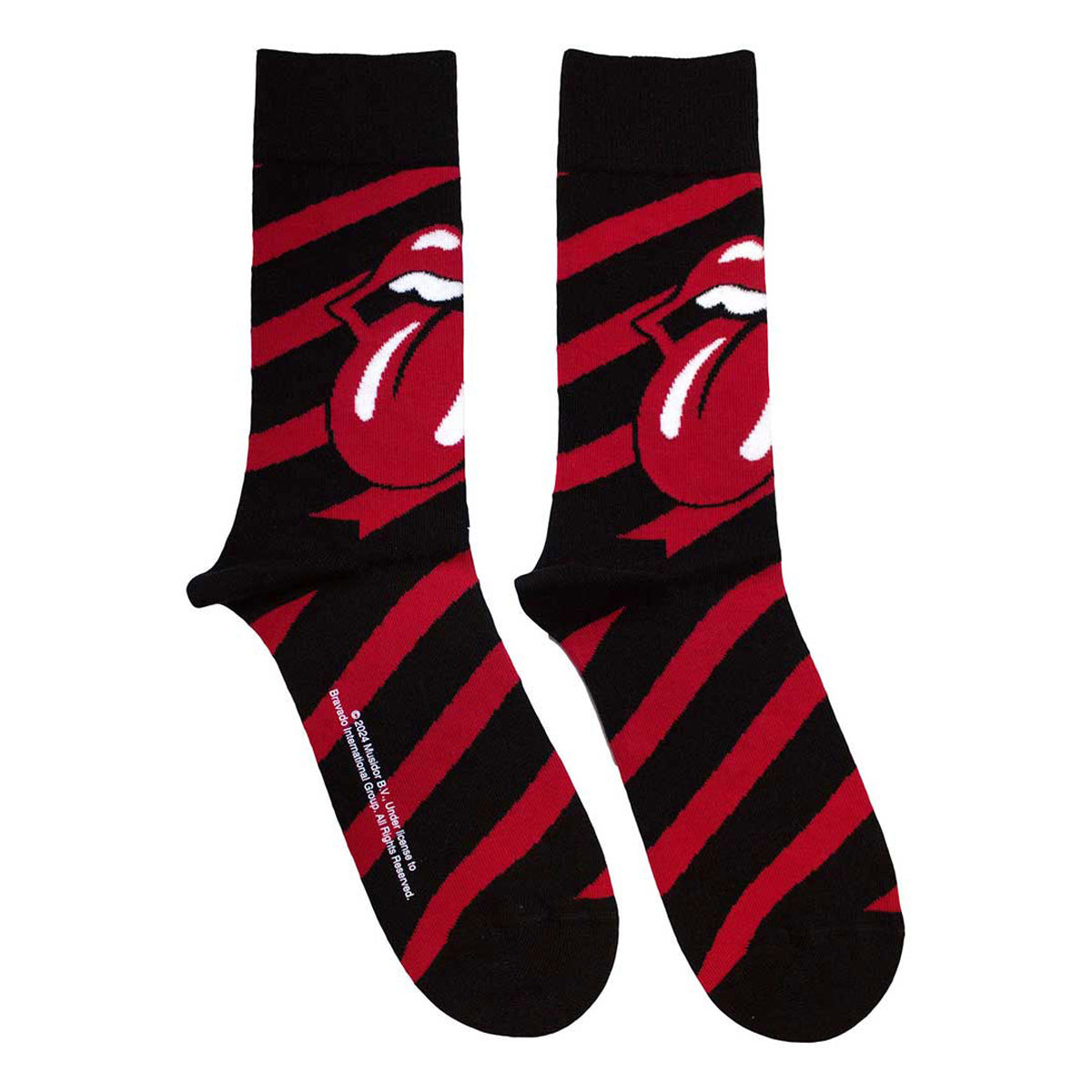 Black - Front - The Rolling Stones Unisex Adult Striped Ankle Socks