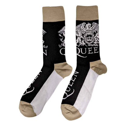 Black - Back - Queen Unisex Adult Crest Logo Ankle Socks