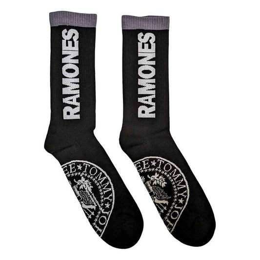 Black - Front - Ramones Unisex Adult Presidential Seal Terrycloth Ankle Socks
