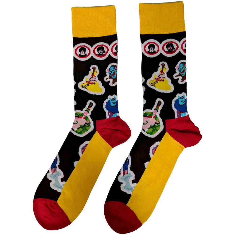 Black - Back - The Beatles Unisex Adult Portholes And Characters Ankle Socks