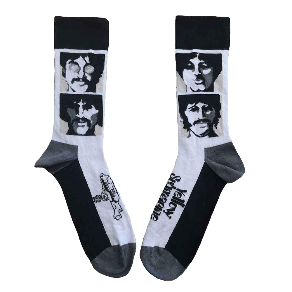 White - Front - The Beatles Unisex Adult Sea Of Science Faces Ankle Socks