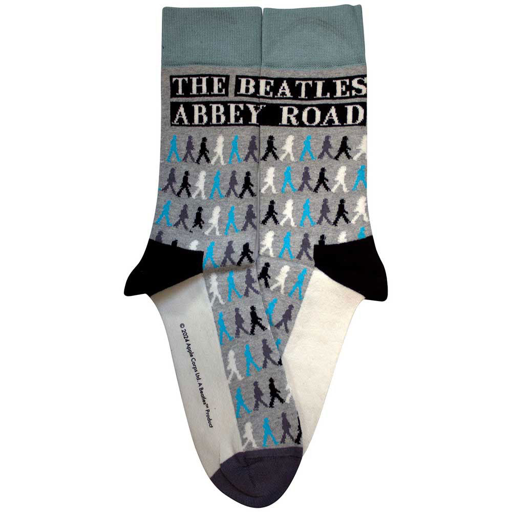 Grey - Back - The Beatles Unisex Adult Abbey Road Colours Crossing Repeat Print Ankle Socks