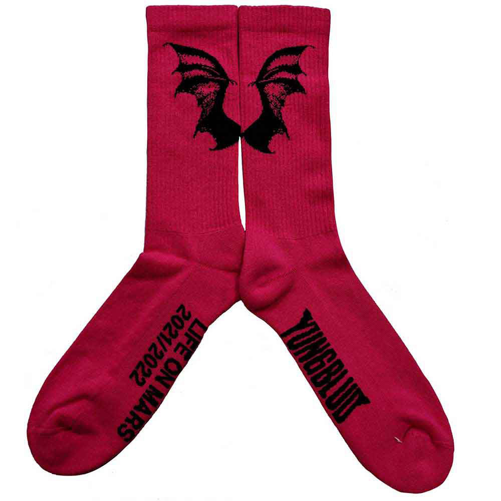 Pink - Back - Yungblud Unisex Adult Life On Mars Tour Terrycloth Ankle Socks