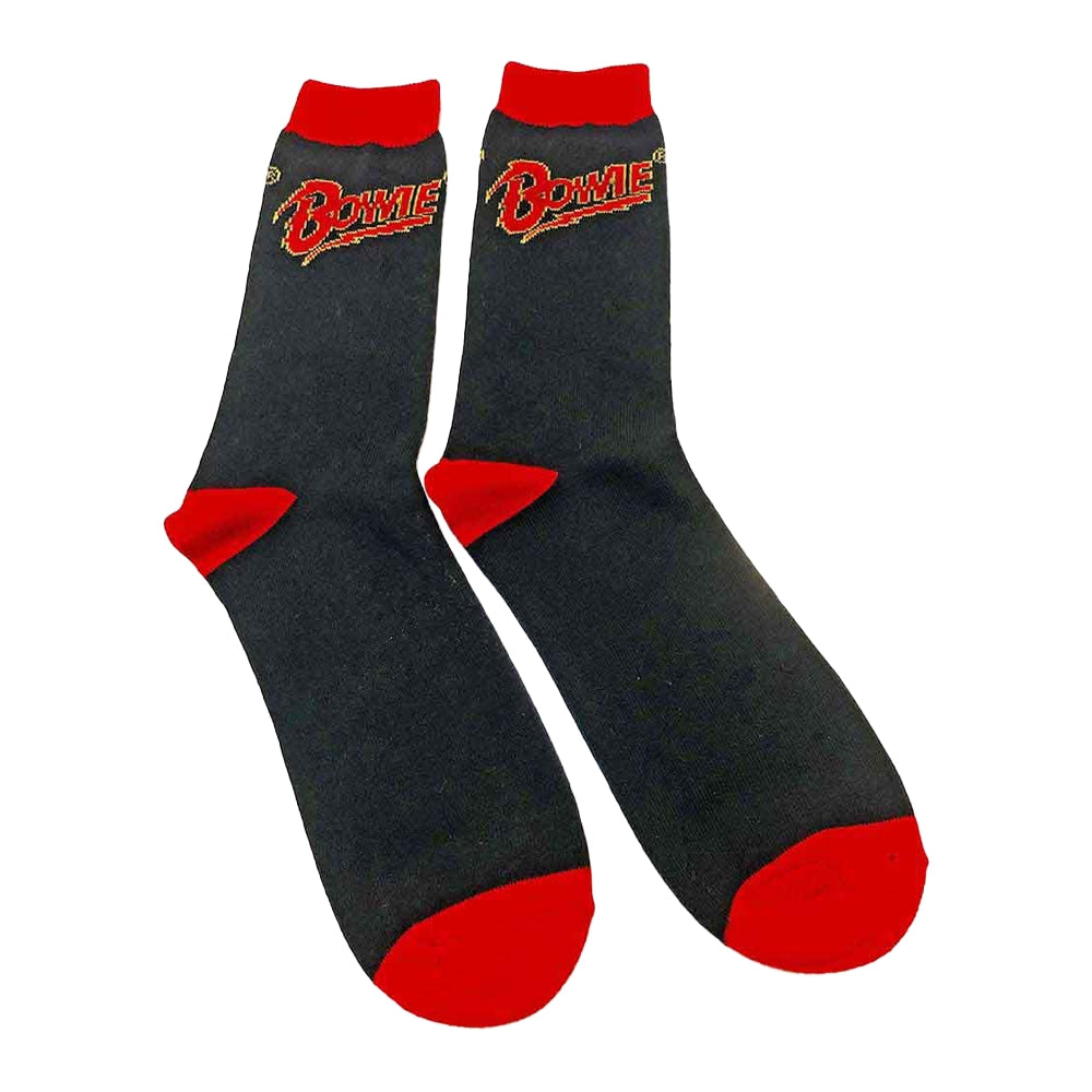 Black - Front - David Bowie Unisex Adult Flash Logo Ankle Socks