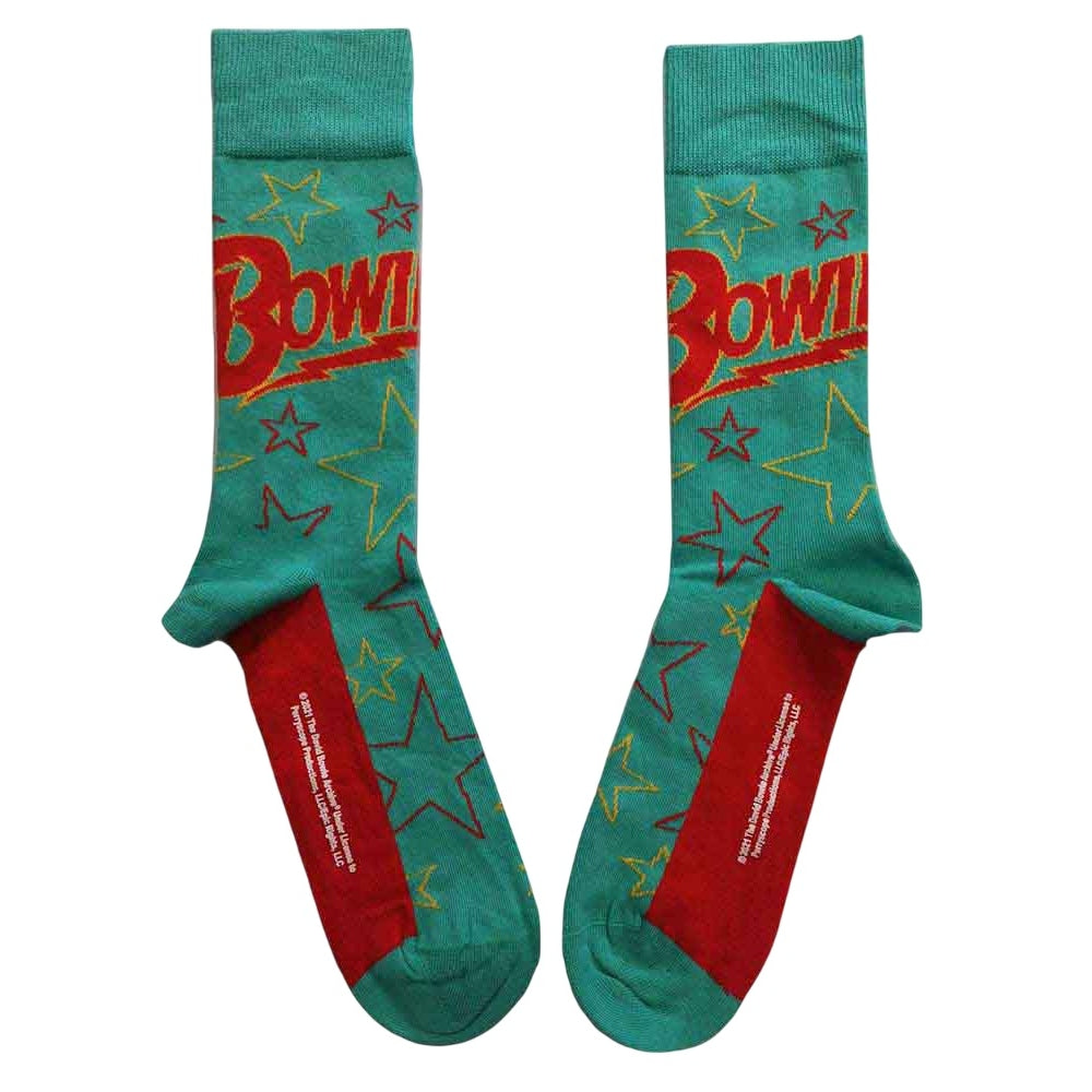 Green - Front - David Bowie Unisex Adult Outline Stars Ankle Socks