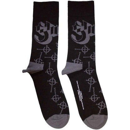 Black - Back - Ghost Unisex Adult Repeat Logo Ankle Socks