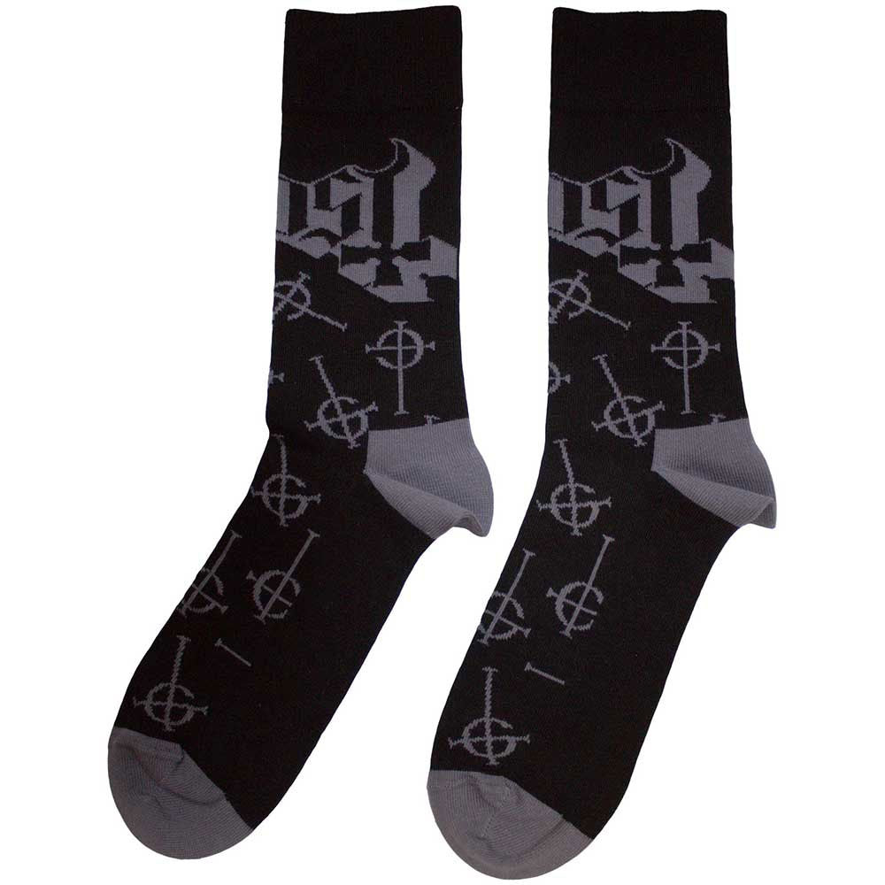 Black - Front - Ghost Unisex Adult Repeat Logo Ankle Socks