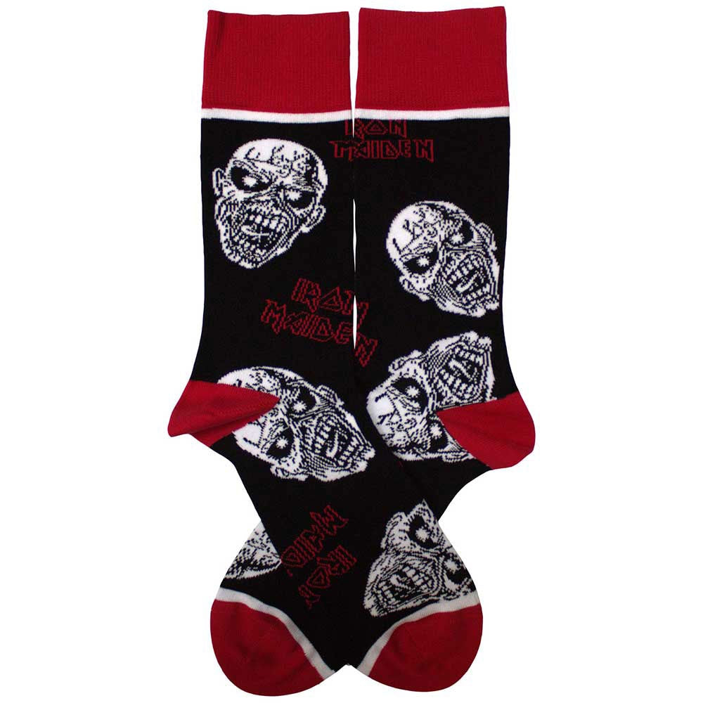 Black - Back - Iron Maiden Unisex Adult Eddie Skulls Ankle Socks