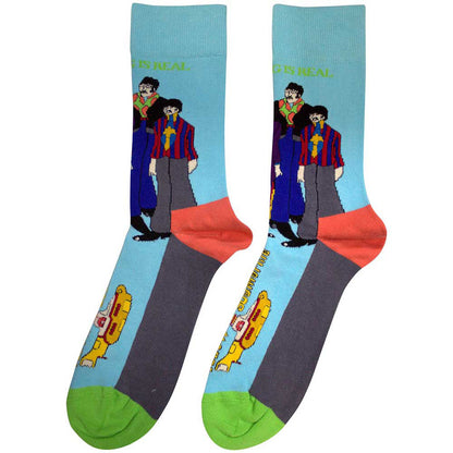Light Blue - Back - The Beatles Unisex Adult Sub & Band Ankle Socks