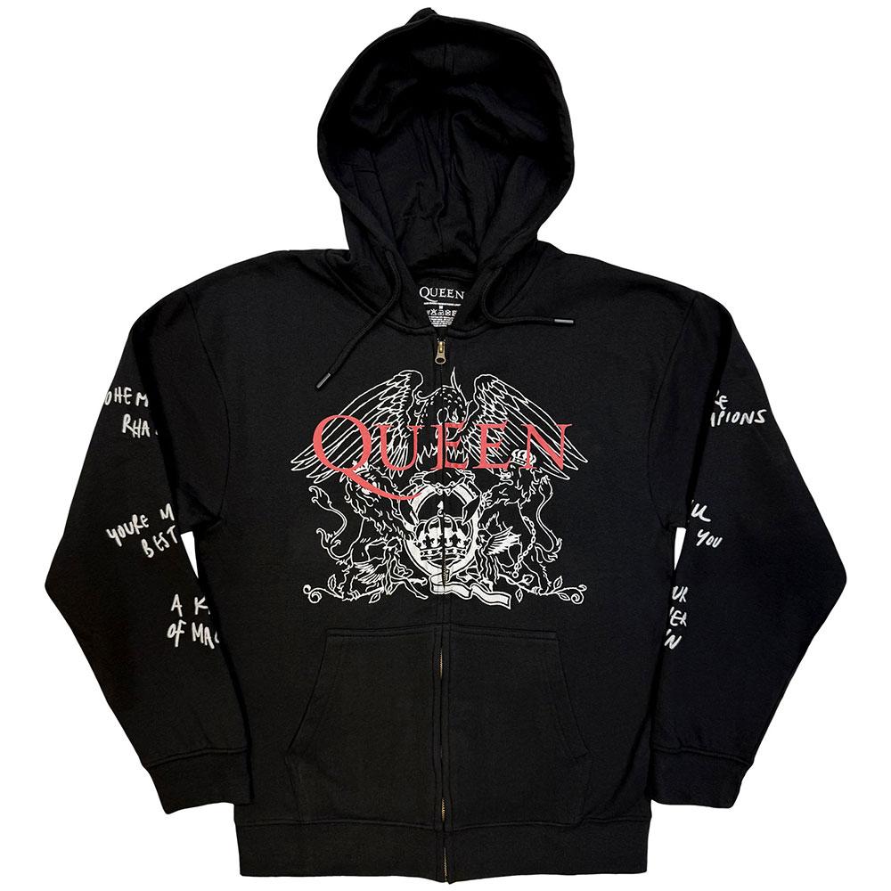 Charcoal Grey - Front - Queen Unisex Adult Crest Outline Logo Hoodie