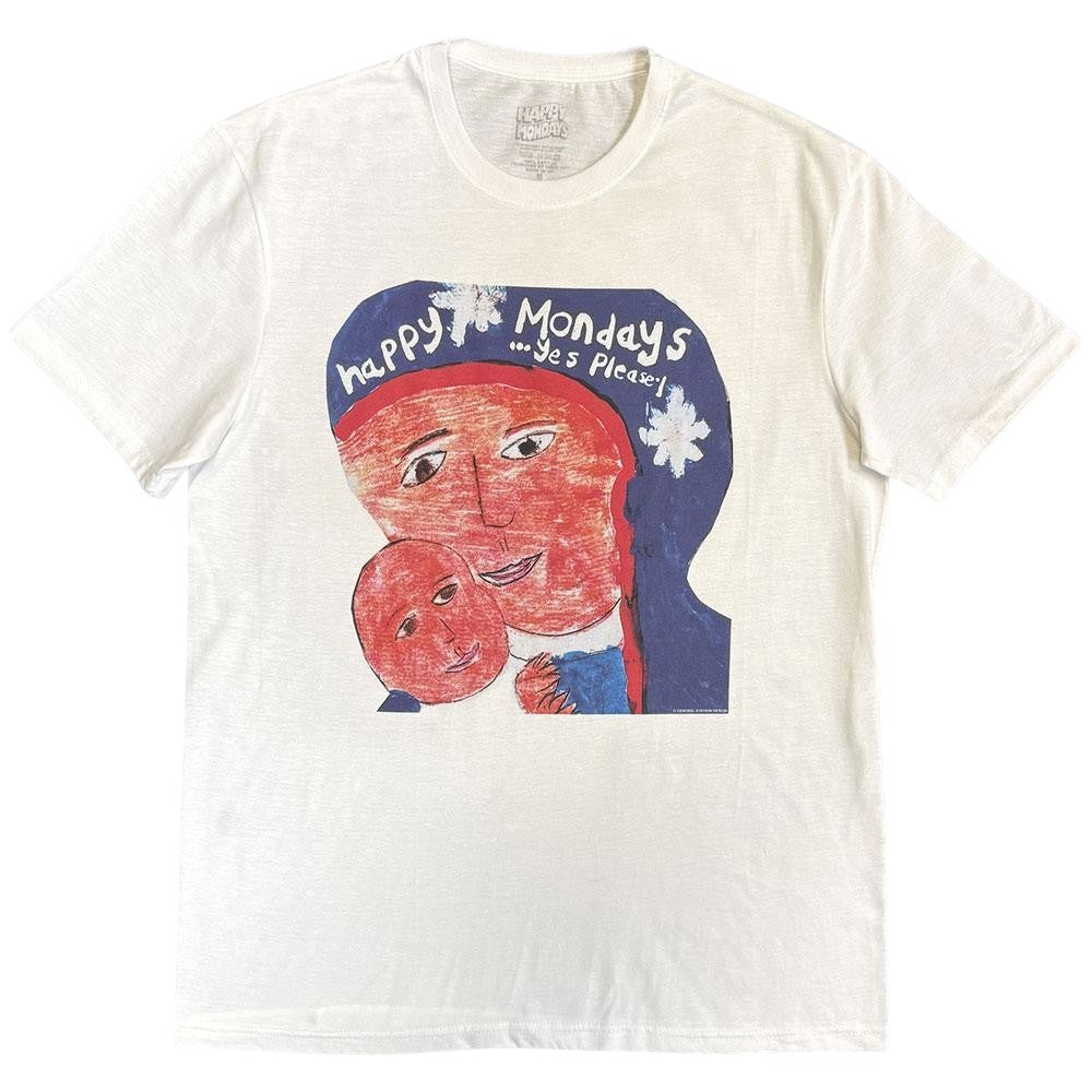 White - Front - Happy Mondays Unisex Adult Yes Please T-Shirt