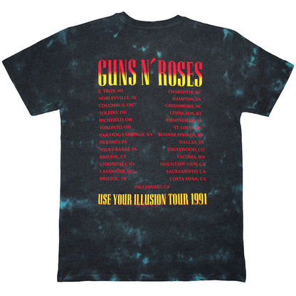 Black - Back - Guns N Roses Unisex Adult Use Your Illusion Tour 1991 Back Print Washed T-Shirt