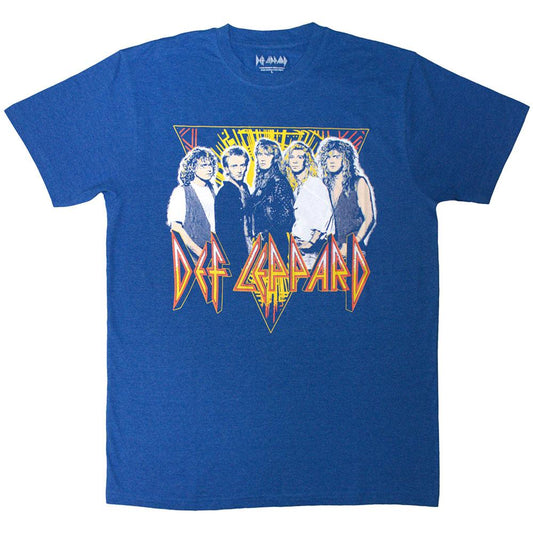 Blue - Front - Def Leppard Unisex Adult Band Photo T-Shirt