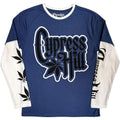 Denim Blue-White - Front - Cypress Hill Unisex Adult Leaf Layered Long-Sleeved T-Shirt