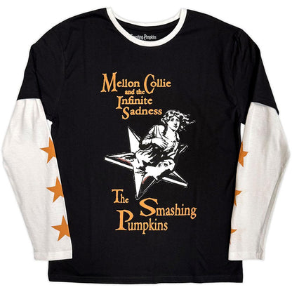 Black-White - Front - The Smashing Pumpkins Unisex Adult Mellon Collie And The Infinite Sadness Layered Long-Sleeved T-Shirt