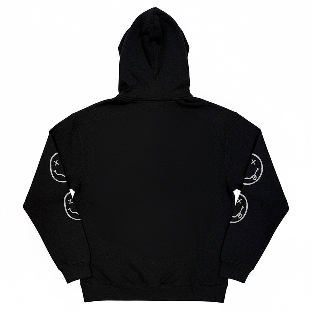 Black - Back - Nirvana Unisex Adult Happy Face Hoodie