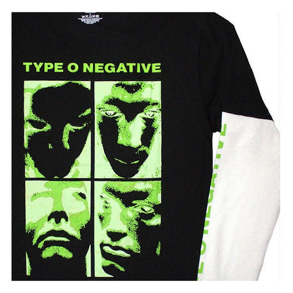 Black-White - Back - Type O Negative Unisex Adult Faces Layered Long-Sleeved T-Shirt