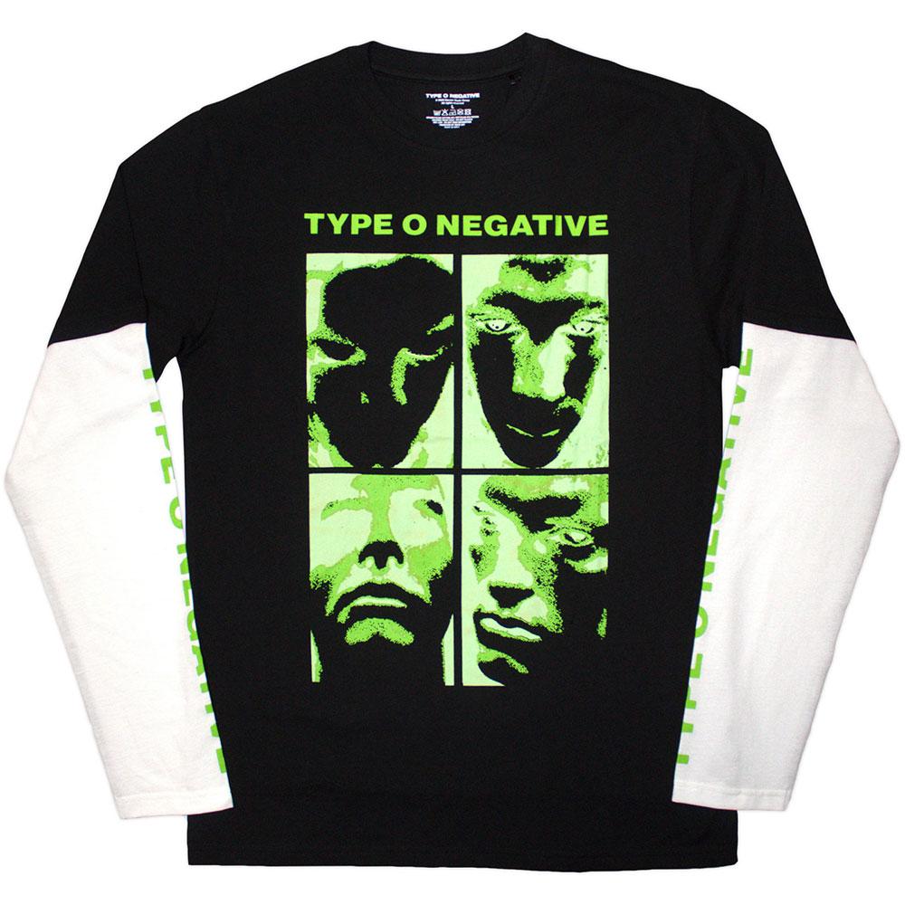 Black-White - Front - Type O Negative Unisex Adult Faces Layered Long-Sleeved T-Shirt