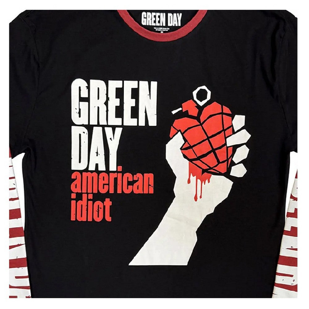Black-Red - Back - Green Day Unisex Adult American Idiot Layered Long-Sleeved T-Shirt