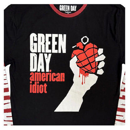 Black-Red - Back - Green Day Unisex Adult American Idiot Layered Long-Sleeved T-Shirt