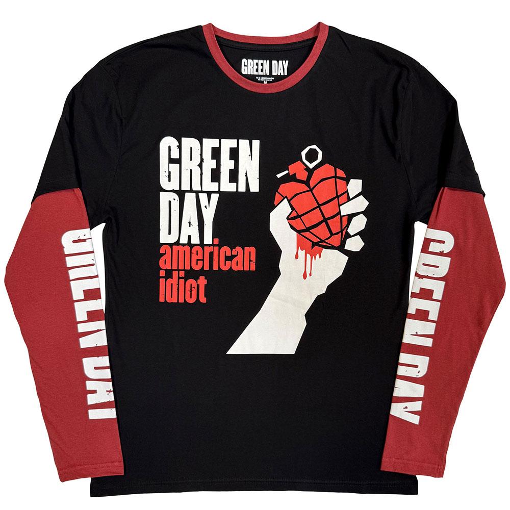 Black-Red - Front - Green Day Unisex Adult American Idiot Layered Long-Sleeved T-Shirt