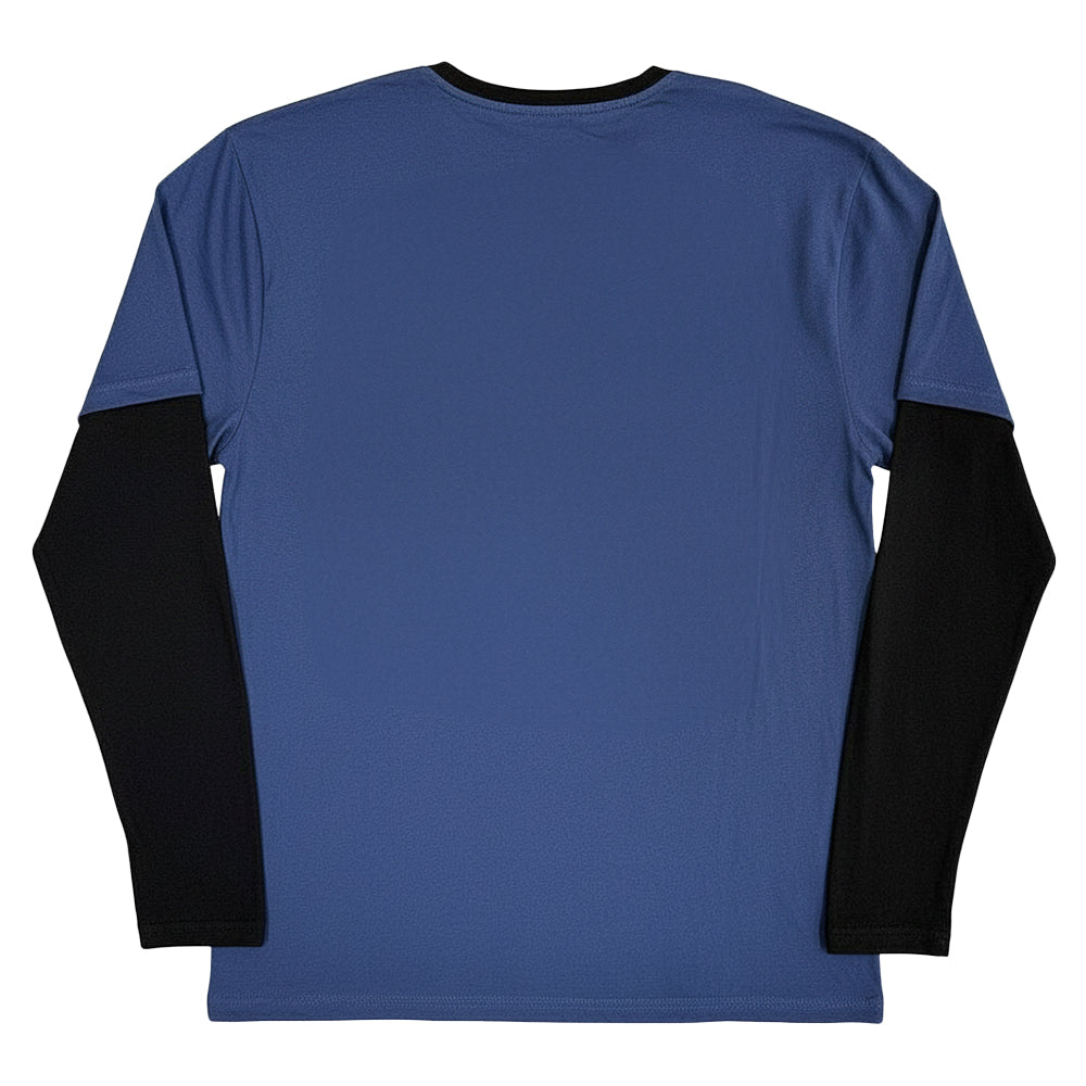 Denim Blue-Black - Back - Gorillaz Unisex Adult Group Circle Layered Long-Sleeved T-Shirt