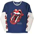 Denim Blue-White - Front - The Rolling Stones Unisex Adult Collage Tongue Layered Long-Sleeved T-Shirt