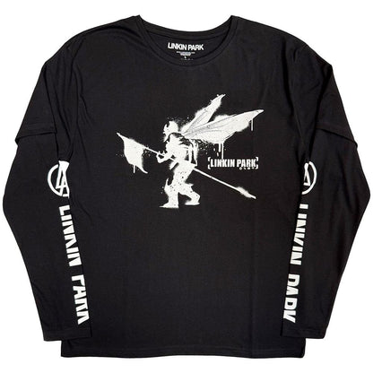 Black - Front - Linkin Park Unisex Adult Street Soldier Layered Long-Sleeved T-Shirt