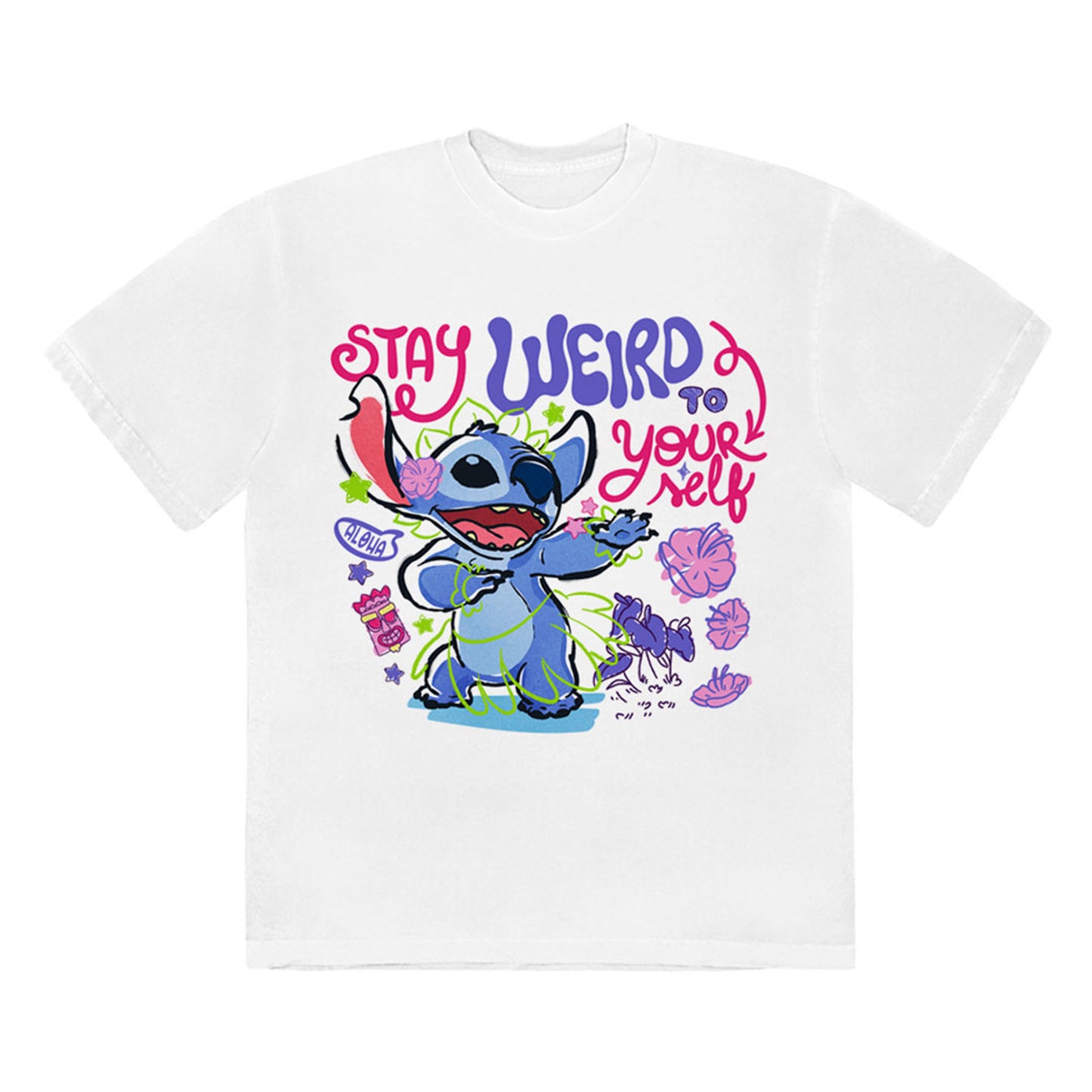 White - Front - Lilo & Stitch Unisex Adult Stay Weird To Yourself T-Shirt
