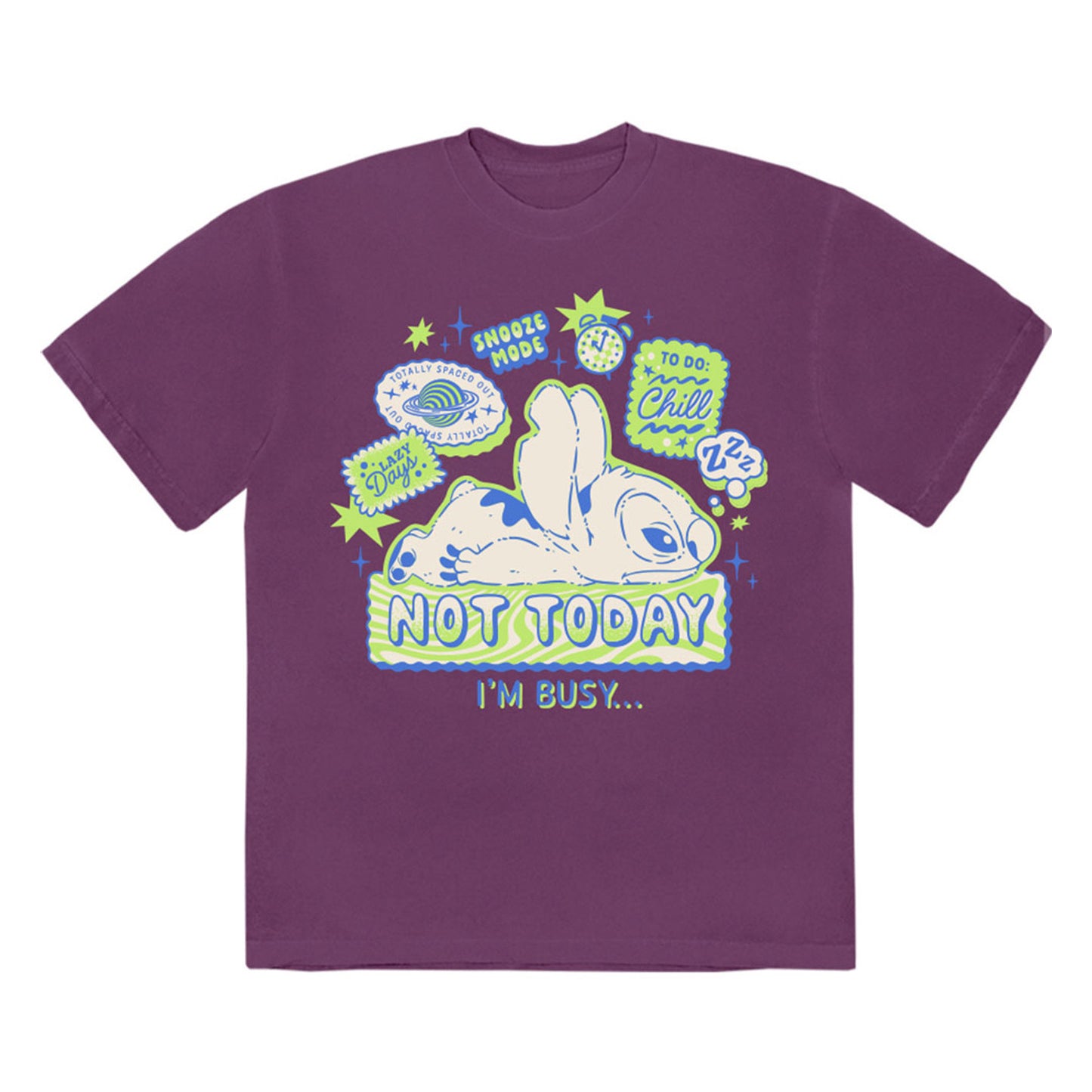 Purple - Front - Lilo & Stitch Unisex Adult Not Today T-Shirt