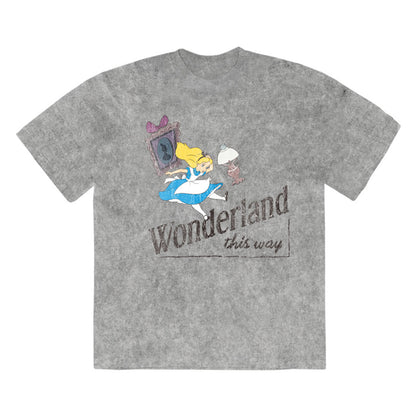 Grey - Front - Alice In Wonderland Unisex Adult Wonderland This Way T-Shirt