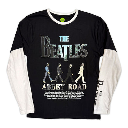 Black-White - Front - The Beatles Unisex Adult Abbey Road Infill Long-Sleeved T-Shirt
