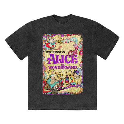Black - Front - Alice In Wonderland Unisex Adult Psych Poster T-Shirt