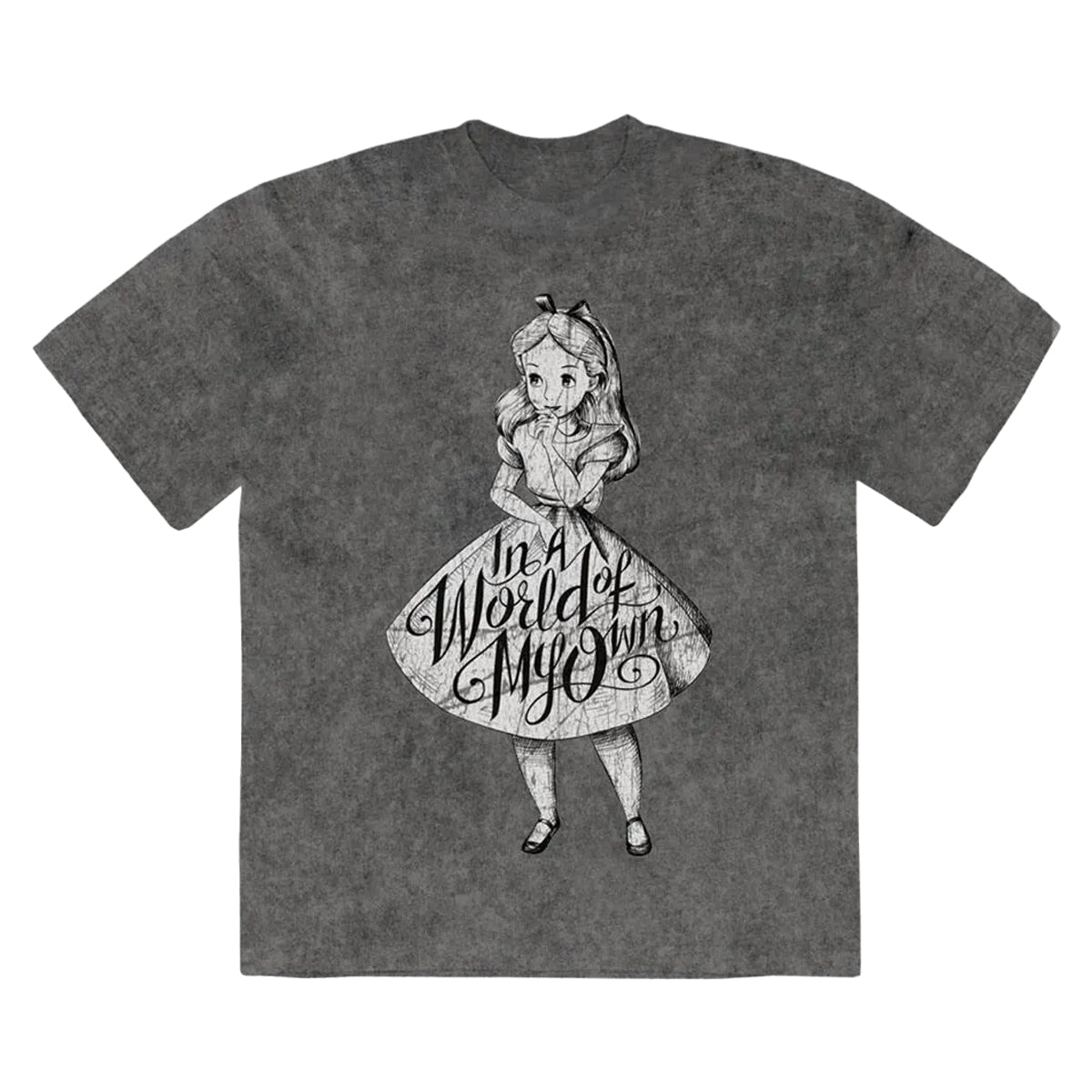 Charcoal Grey - Front - Alice In Wonderland Unisex Adult In A World Of My Own T-Shirt