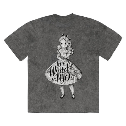 Charcoal Grey - Front - Alice In Wonderland Unisex Adult In A World Of My Own T-Shirt