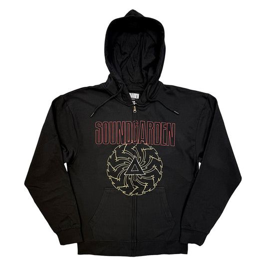 Black - Front - Soundgarden Unisex Adult Spiral Full Zip Hoodie