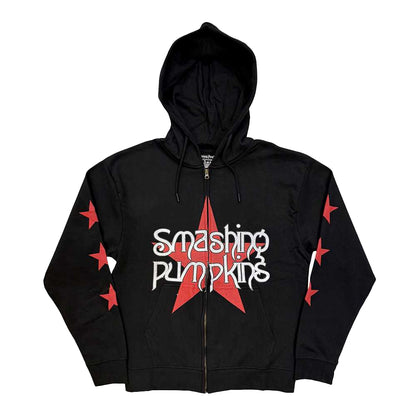 Black - Front - The Smashing Pumpkins Unisex Adult Star Logo Full Zip Hoodie