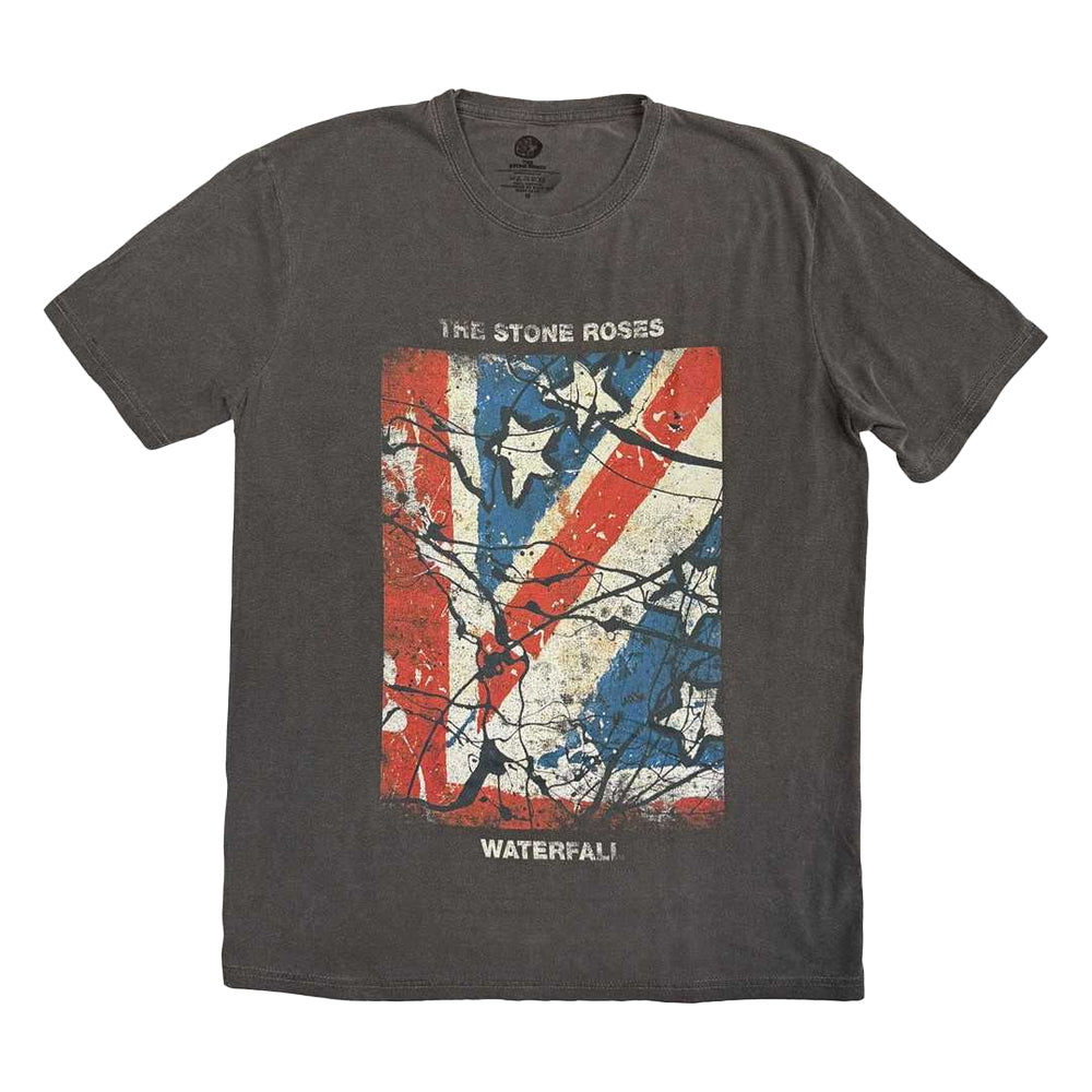 Charcoal Grey - Front - The Stone Roses Unisex Adult Waterfall Printed Stone Wash T-Shirt