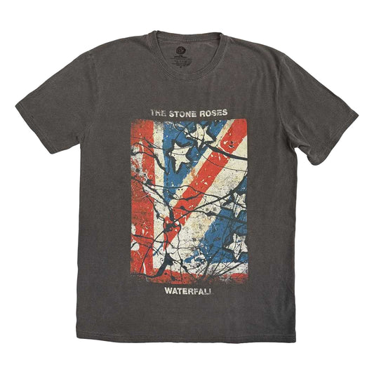 Charcoal Grey - Front - The Stone Roses Unisex Adult Waterfall Printed Stone Wash T-Shirt
