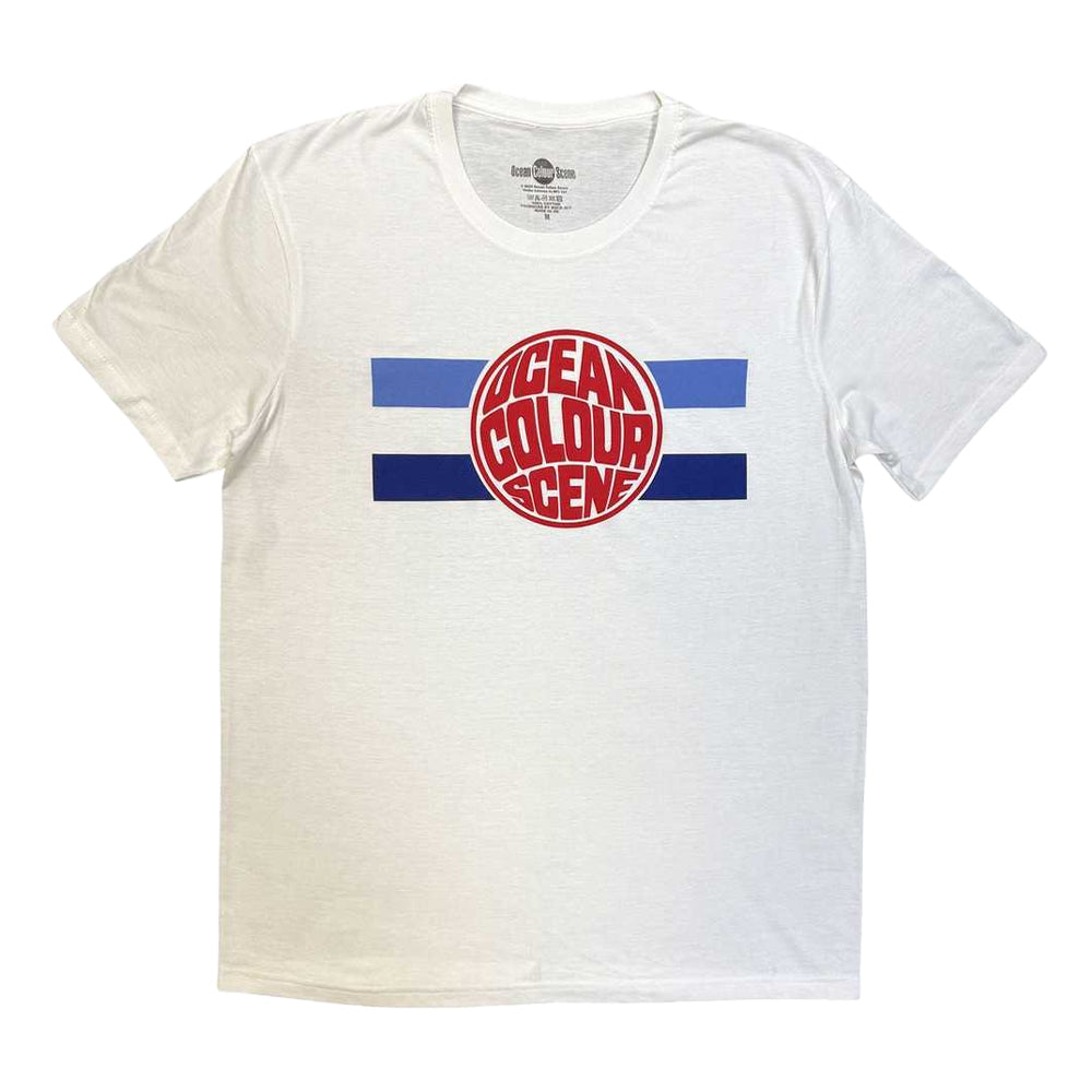 White - Front - Ocean Colour Scene Unisex Adult Sphere Logo T-Shirt