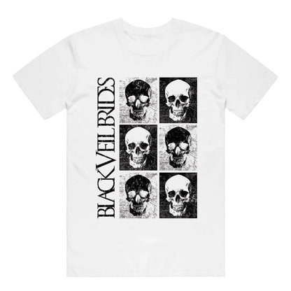 White - Front - Black Veil Brides Unisex Adult Skulls Back Print T-Shirt