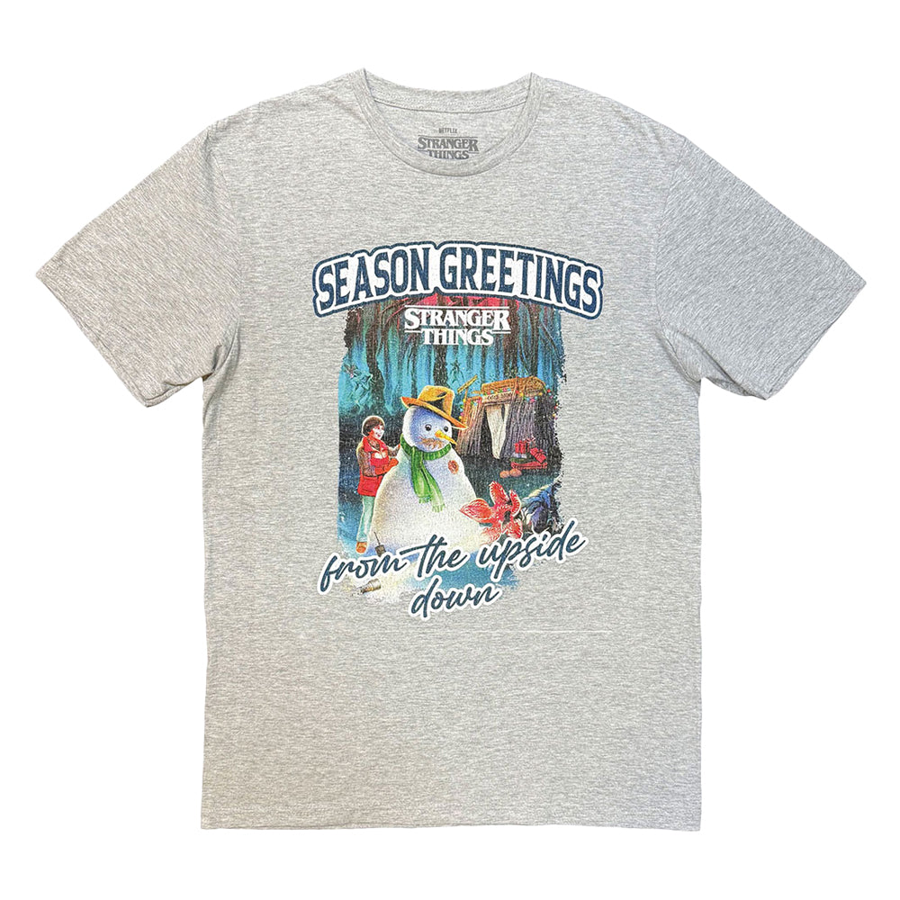 Grey - Front - Stranger Things Unisex Adult Seasons Greetings T-Shirt
