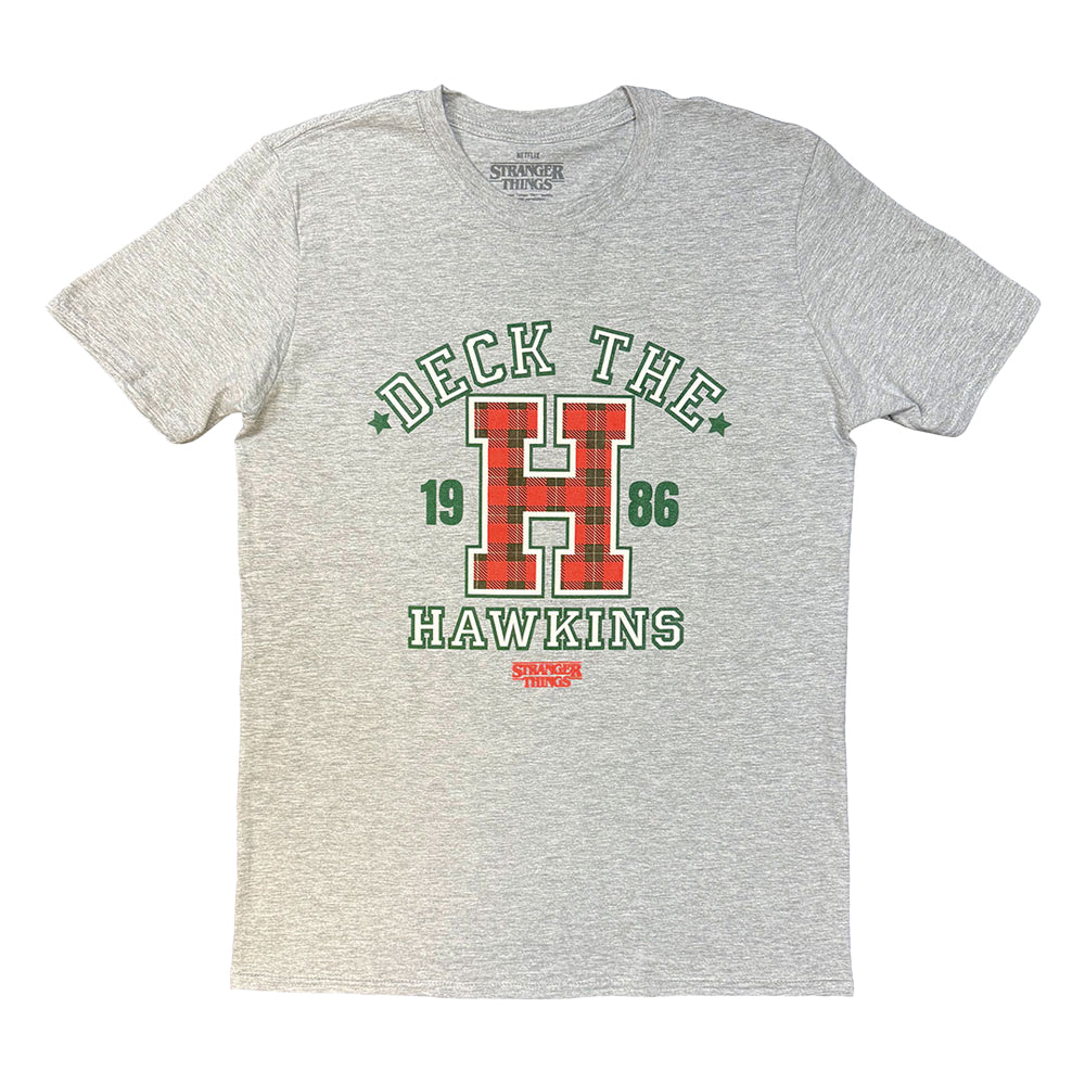 Grey - Front - Stranger Things Unisex Adult Deck The Hawkins T-Shirt