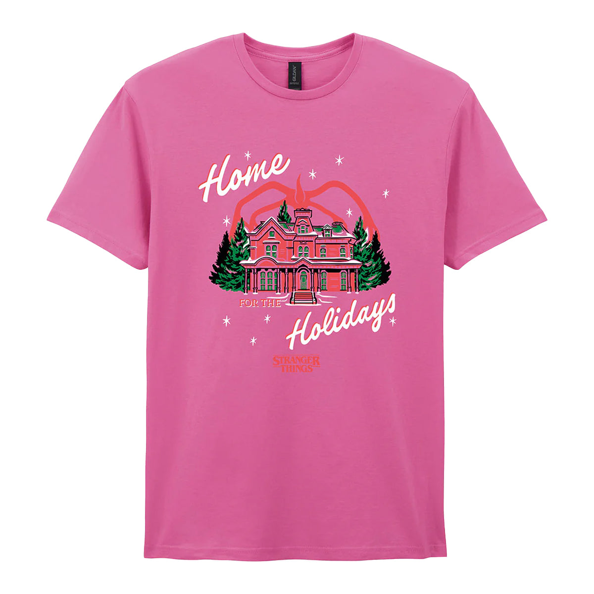 Pink - Front - Stranger Things Unisex Adult Home Holidays T-Shirt