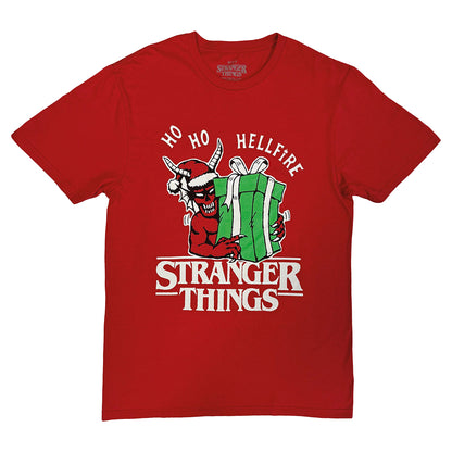 Red - Front - Stranger Things Unisex Adult Ho Ho Hellfire T-Shirt