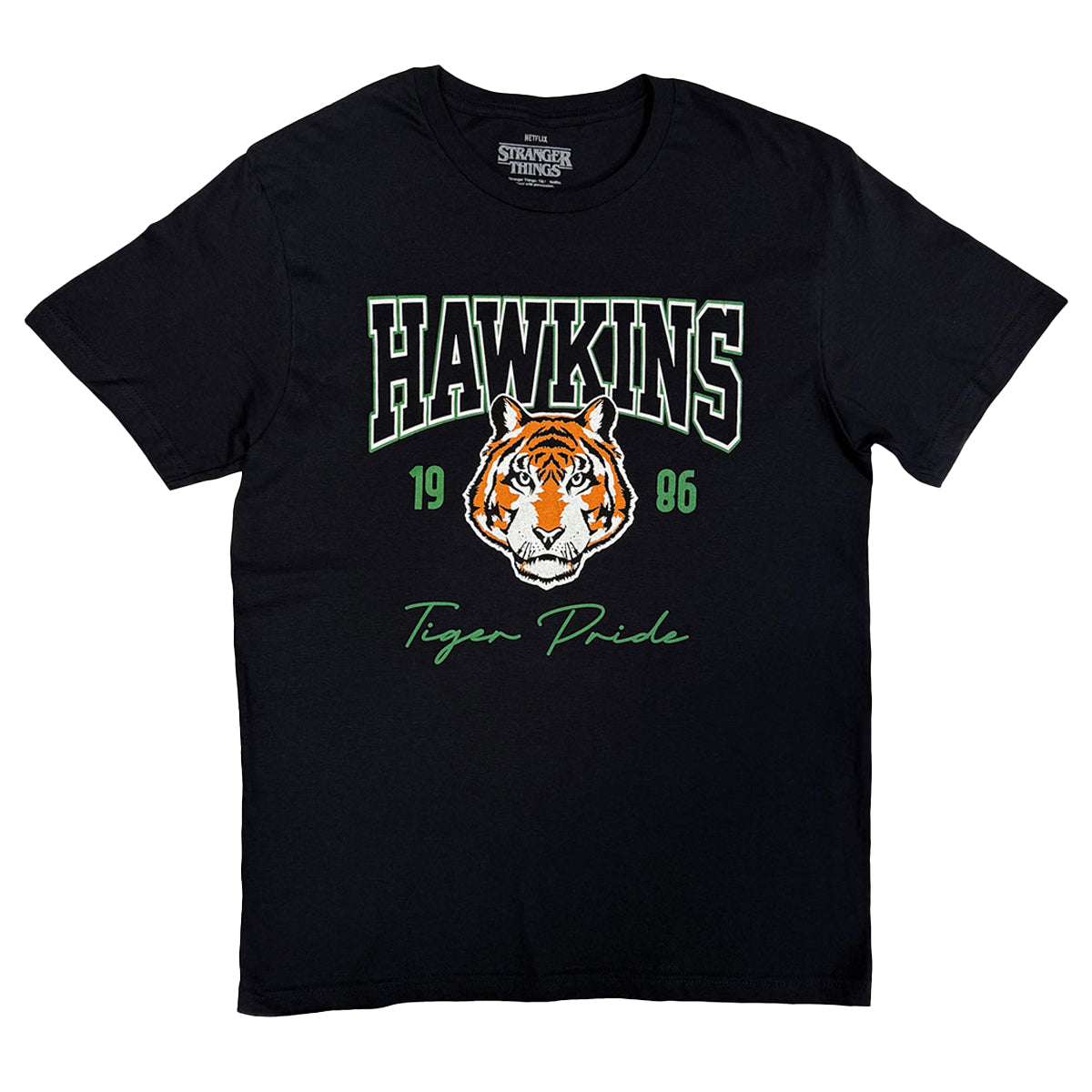 Black - Front - Stranger Things Unisex Adult High School Hawkins T-Shirt
